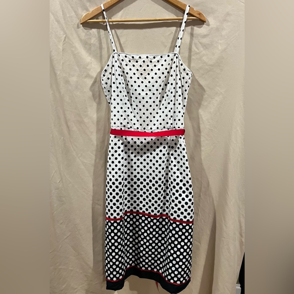 Vintage Jessica Howard Size 8 Black & White Polka Dot Midi Dress